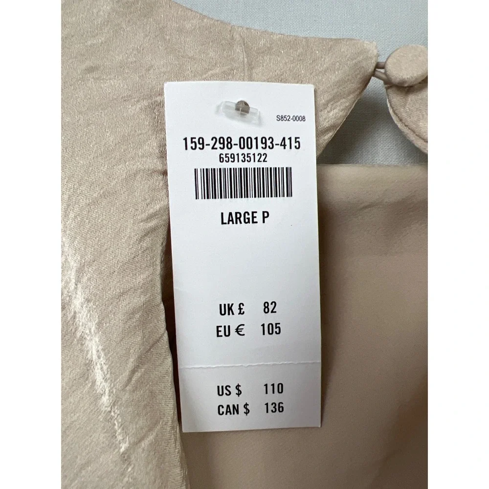 Abercrombie & Fitch Maxi Dress Women LP Champagne Crinkle Satin Asymmetric Lined